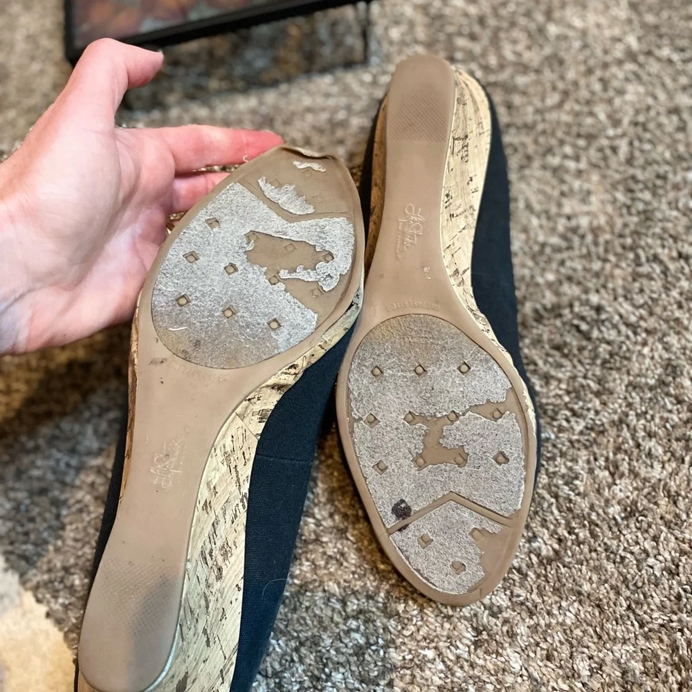 Black Wedge Peep-Toe Shoes